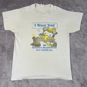 Jerzees Size L Cream Hoosier Healthwise Indiana Promo Graphic Tee Vintage 90s